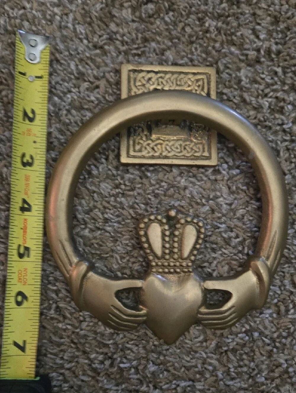 Claddagh Ring Door Knocker in Antique Brass